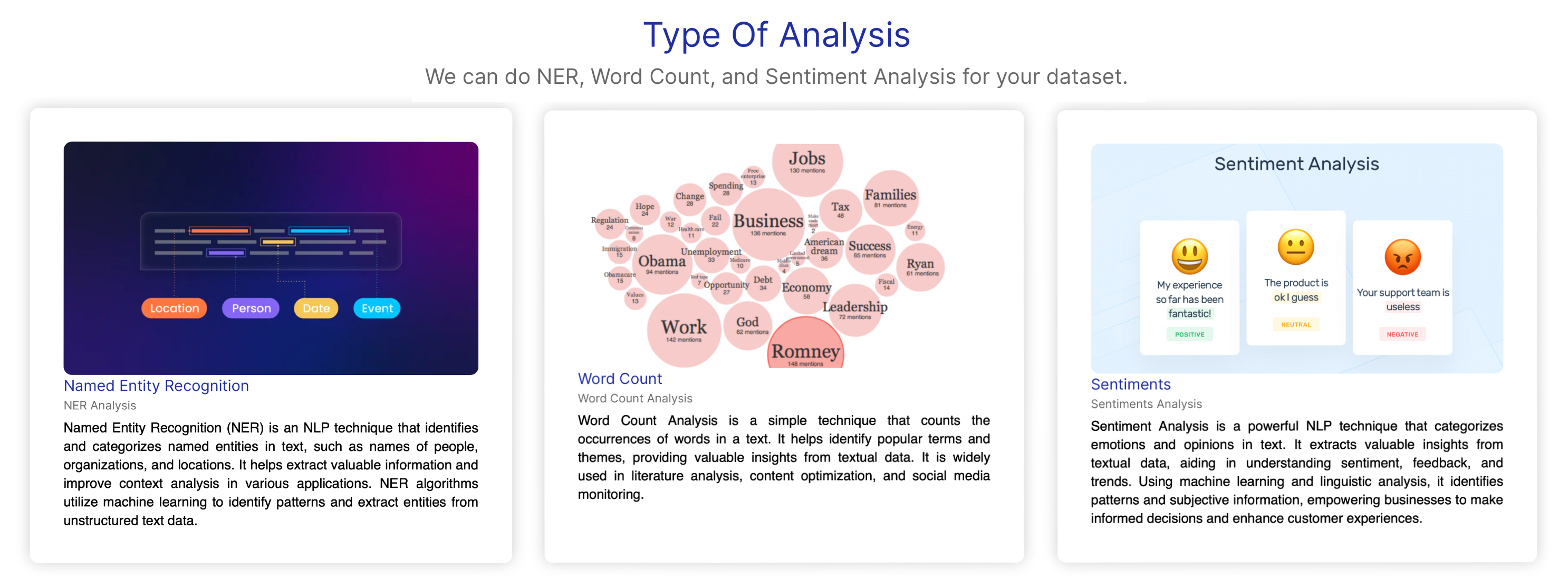 Text analysis options